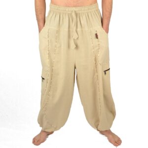 Pantalon large uni coton