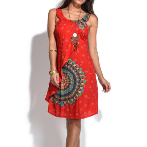 Robe col rond imprimée viscose