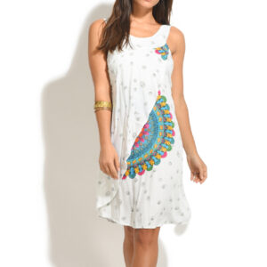 Robe col rond imprimée viscose