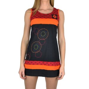 Robe courte motif cercle Coton