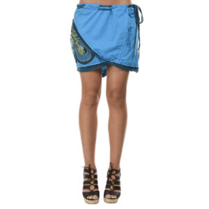 Jupe courte ceinture lacet coton