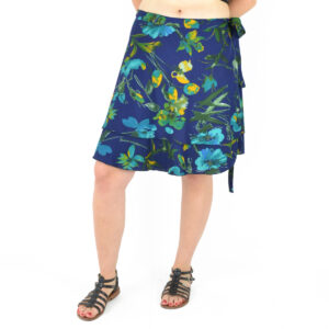 Jupe courte portefeuille, imprimé fleuri ou indien