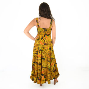 Robe longue cintrée imprimée à larges bretelles