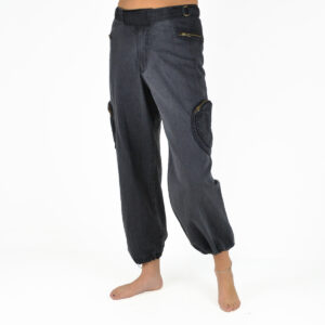 Pantalon large uni délavé coton