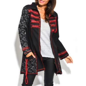 Manteau Noir bandes rouges