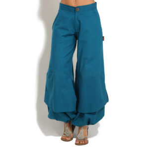 Pantalon large uni coton